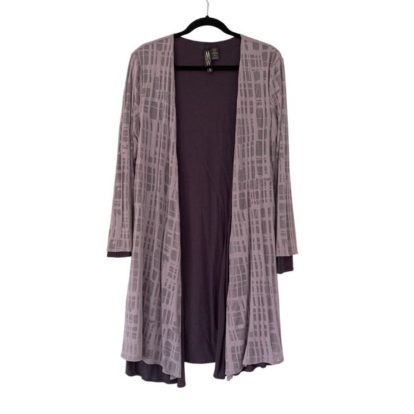 MarlaWynne Reversible Long Cardigan Abstract Pattern Open Front Lagenlook Size M - Picture 1 of 6
